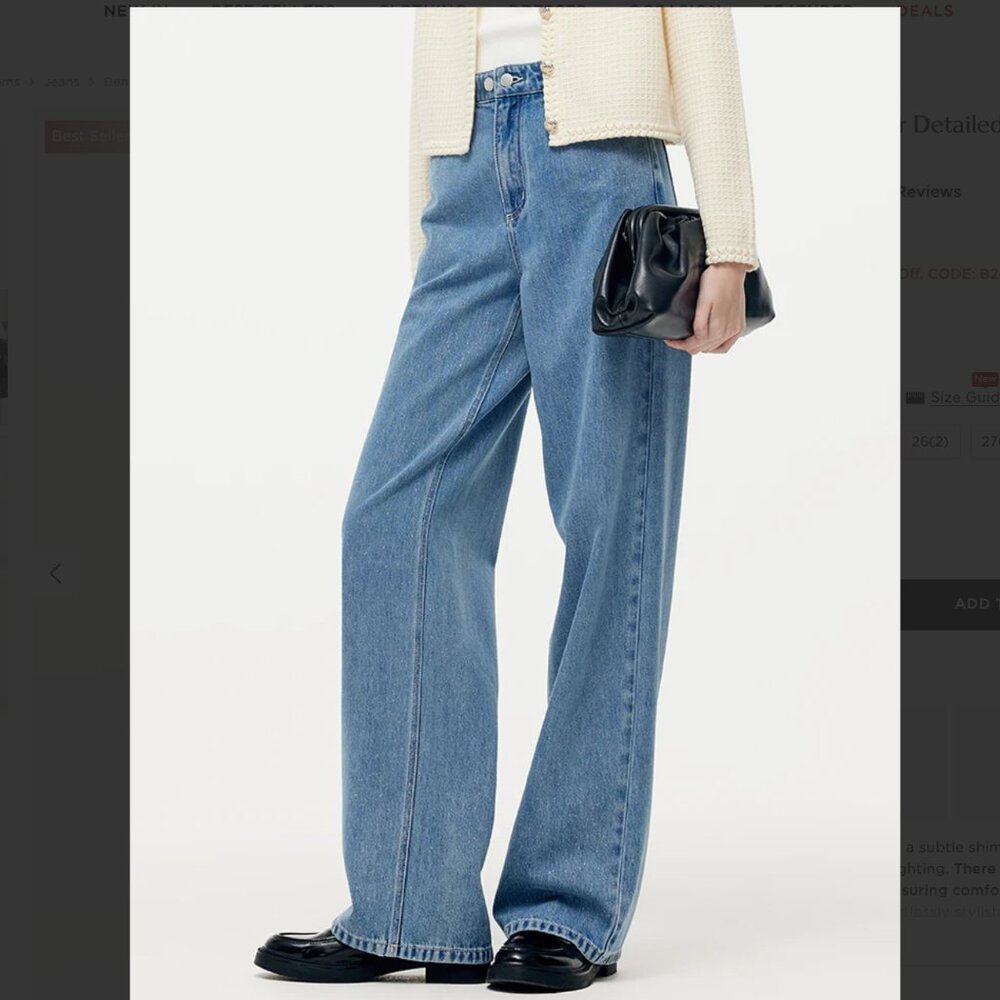 Denim Glitter Detailed Adjustable Waist Women Jeans